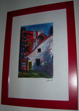 Domečky 1 [akvarelová pastelka]